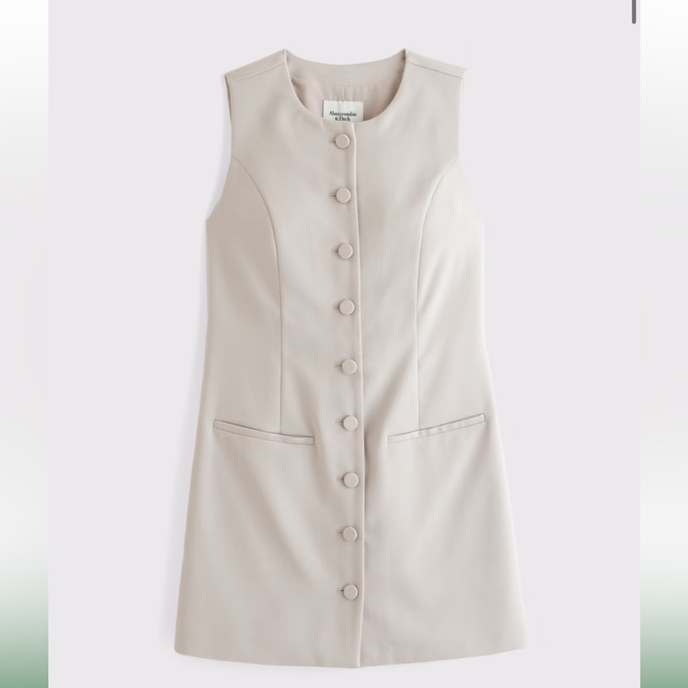 Abercrombie & Fitch Mara High Neck Beige Tan Vest Dress Large Tall NWT
